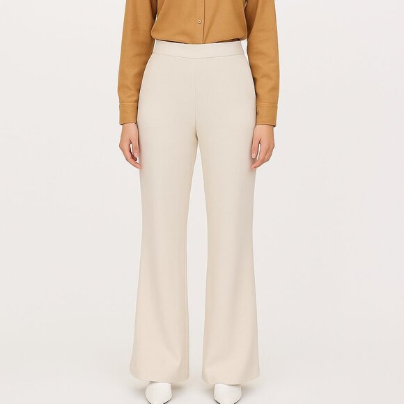 Maliparmi Pants - Maliparmi Beige Wide-Leg Trousers | Size IT 44 (US 8–10) | Made in Italy